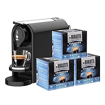 Bialetti Gioia Plus, Macchina Caffè Espresso per Capsule in Alluminio, Incluse 48 Capsule, Nero