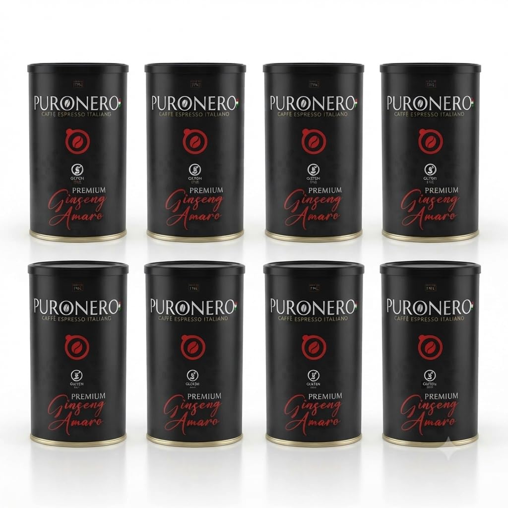 Puronero Ginseng Amaro Premium Caffè Solubile 8 Barattoli da 700g