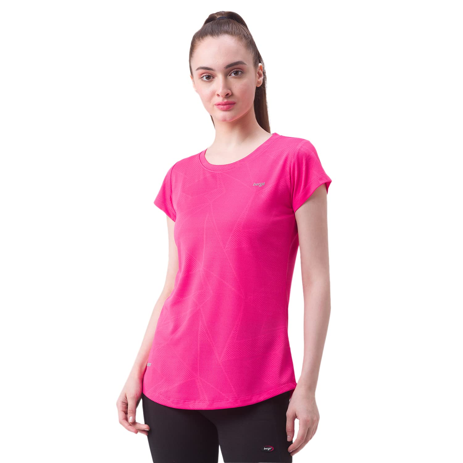 berge' Ladies Polyester Dry Fit Textured Western Shirts & Tshirts for Women, Quick Drying & Breathable Fabric, Gym Wear Tees & Workout Tops|Half Sleeve T-Shirt|Running Tshirts-image-43