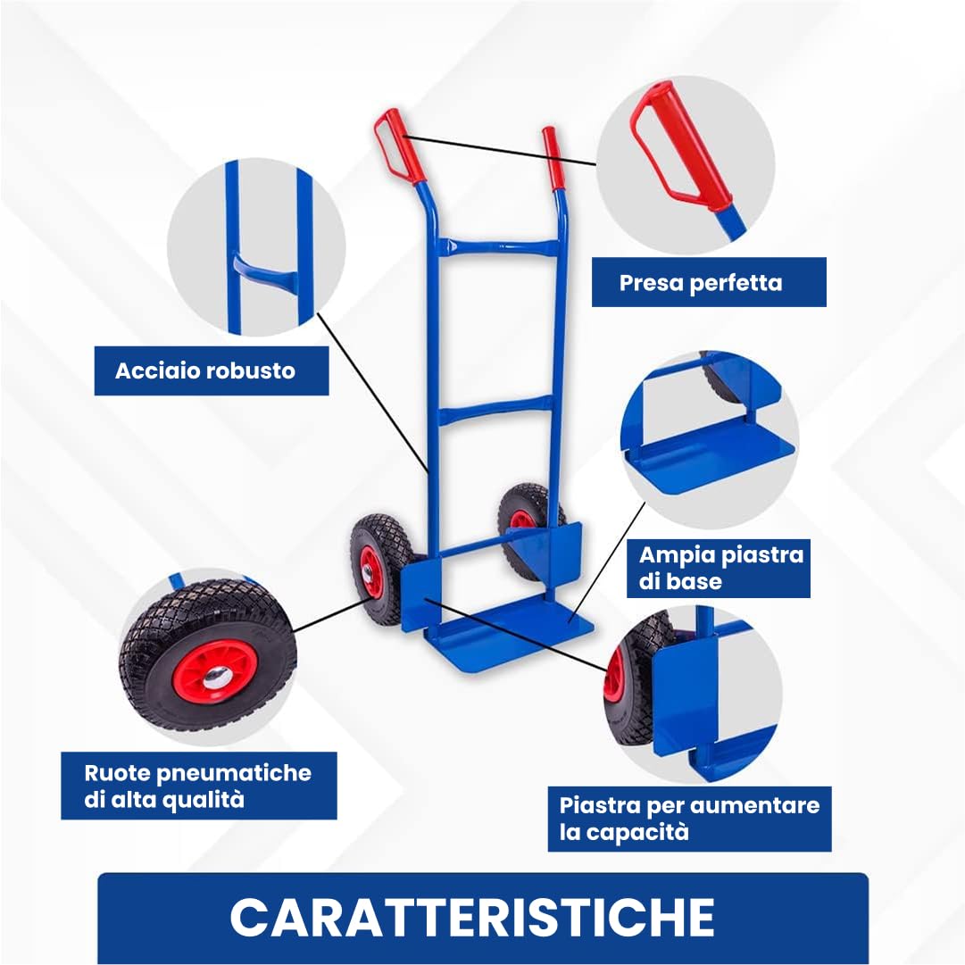 STREND PRO Carrello Porta Pacchi | Capacità di Carico 200 kg, Ruote in PU | Carrello da Trasporto per Casse di Bevande | Telaio in Acciaio Robusto | Carrello a Mano con Maniglie di Sicurezza