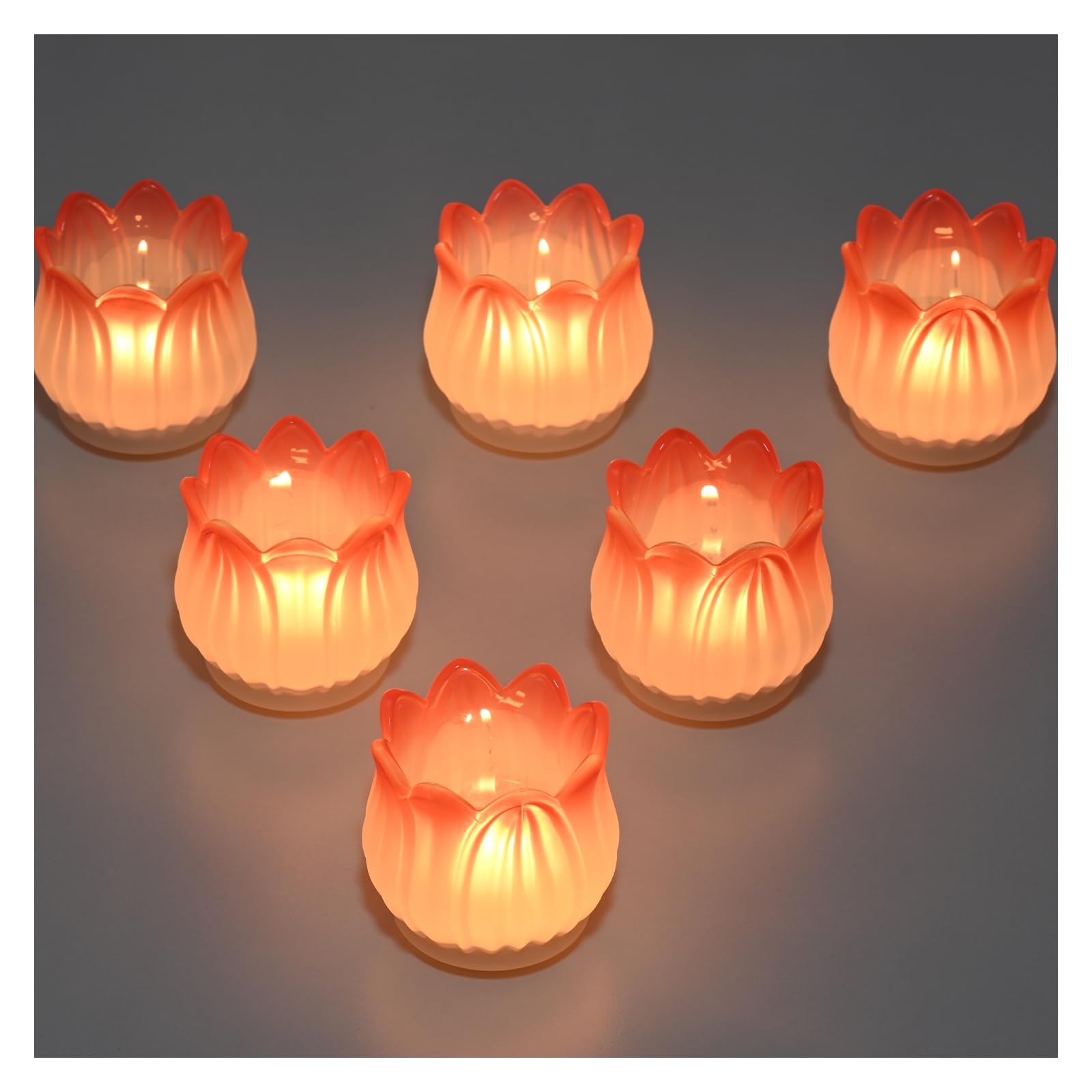 YoHyien Set of 6 Glass Tea Light Candle Holders, Tulip Tealight Holders for Table Centerpiece, Votive Candle Holders for Christmas, Wedding, Birthday Party, Home Decor (Pink)