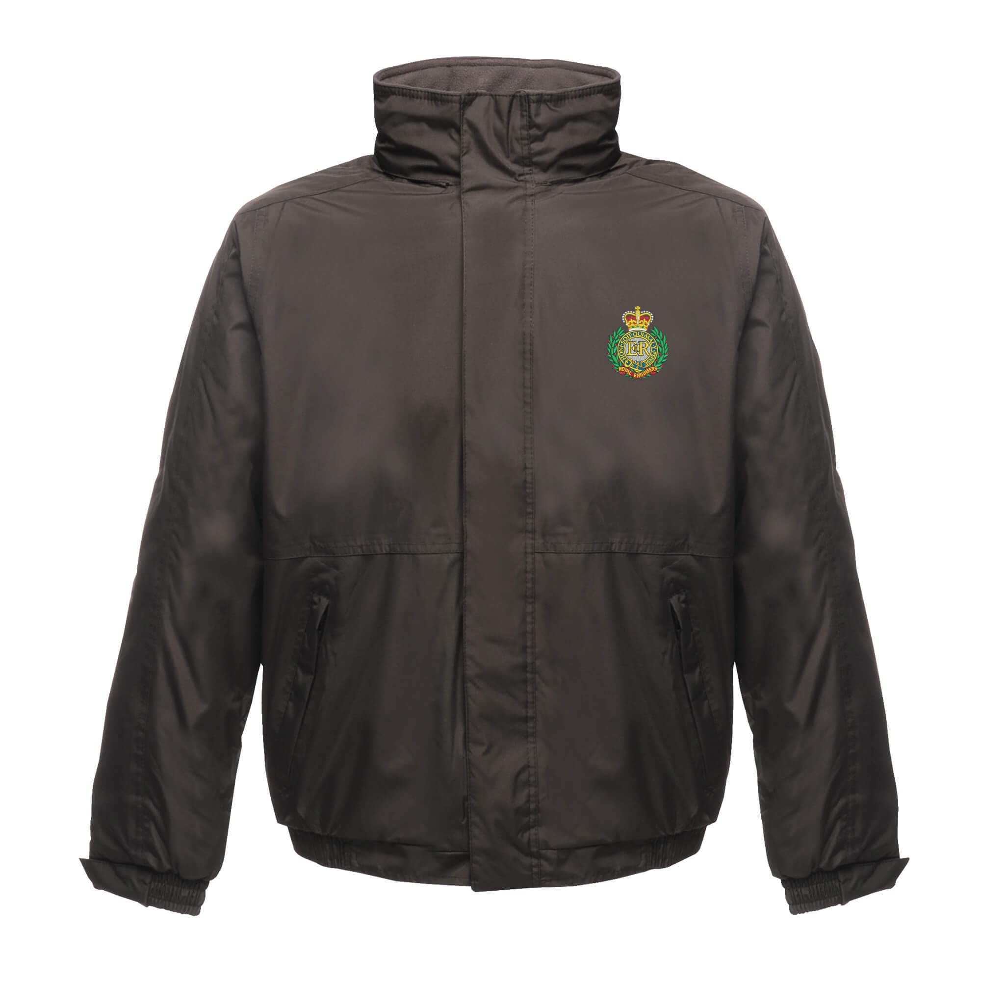 The Military Store Men's Black Royal Engineers Embroidered Waterproof Jacket With Hood, 2X Large