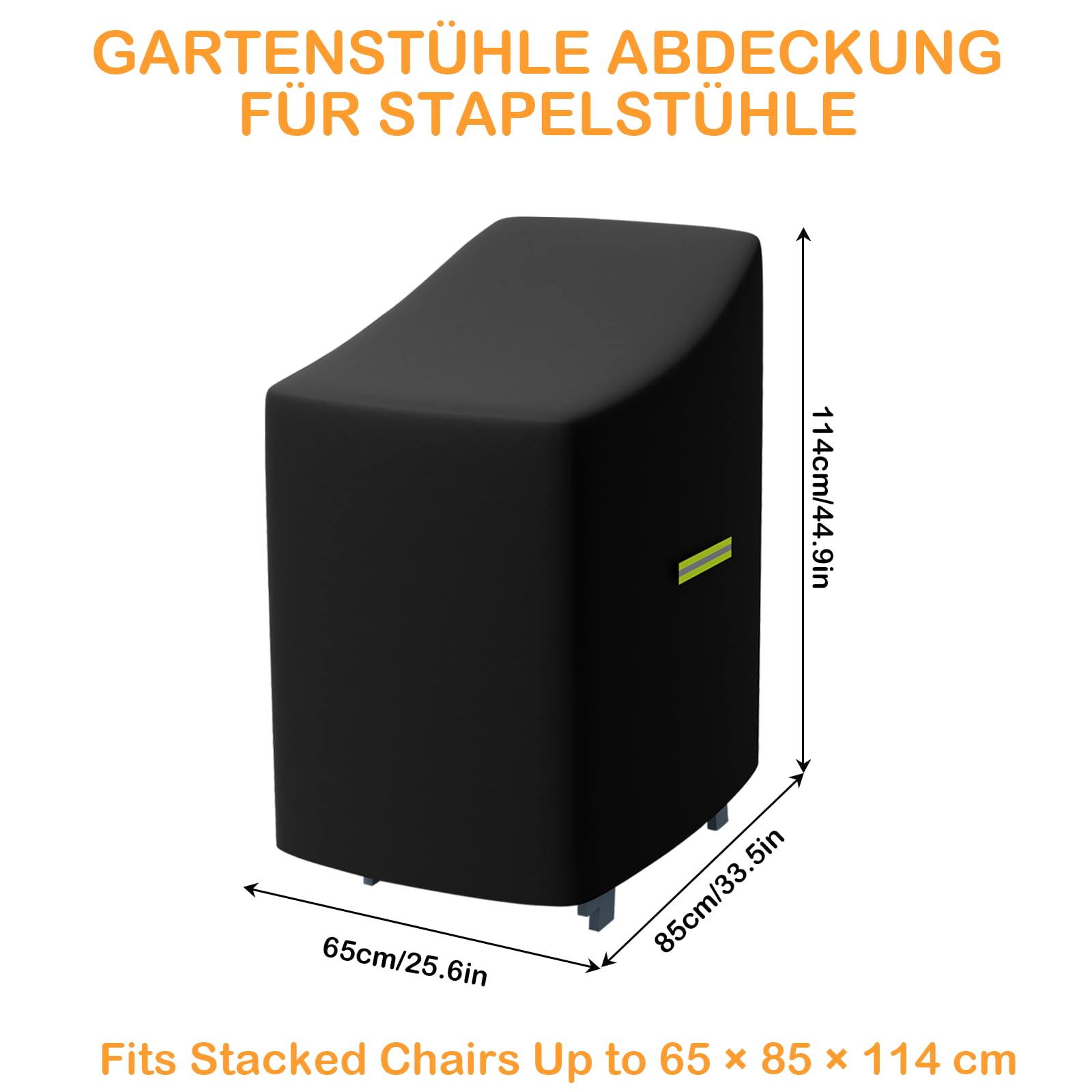 2Pcs Gartenstühle Abdeckung, 210D Schutzhülle für Stapelstühle 65×85×114 cm (H) – Abdeckhaube für Gartensessel Wetterfest, für Terrasse, Balkon und Garten
