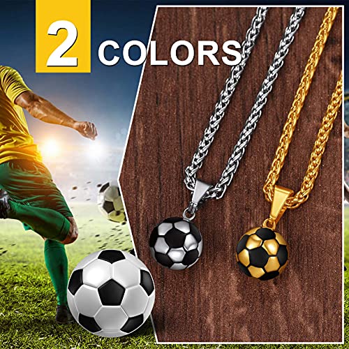 Soccer Ball Necklace Men Stainless Steel Wheat Rope Chain Sport Pendant Soccer Gifts #TOP4