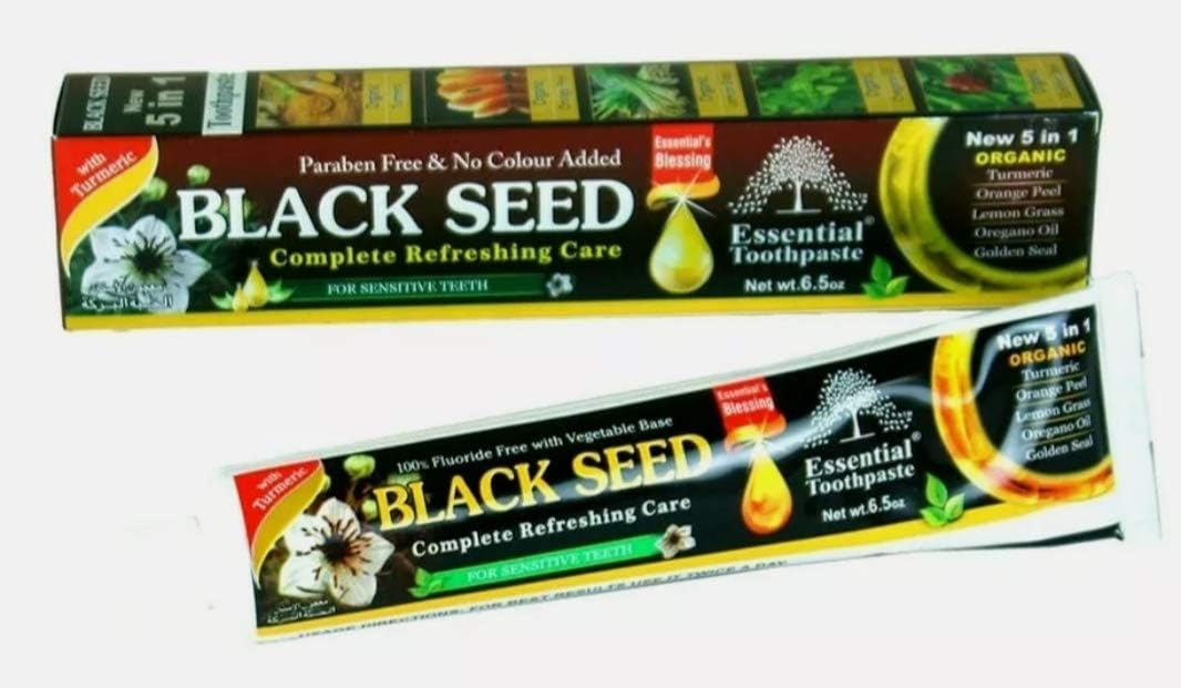 Essential Palace Organic Black Seed Toothpaste 100% Fluoride Free & Vegetable Base (3pack) 6.5oz for Sensitive Teeth