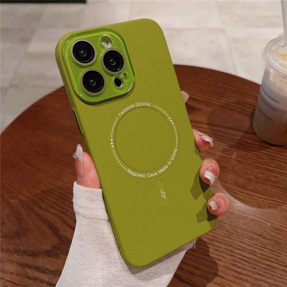 Coque rigide de luxe pour iPhone 14 Pro Max mat vert moutarde - 7