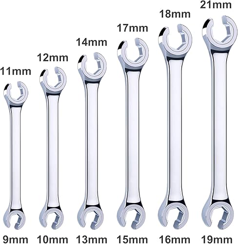Miniatura 3 de EFFICERE Juego de 6 llaves métricas de doble extremo con estante, tamaño 9, 10, 11, 12, 13, 14, 15, 16, 17, 18, 19, 0.827 in, acero Cr-V, cabeza de