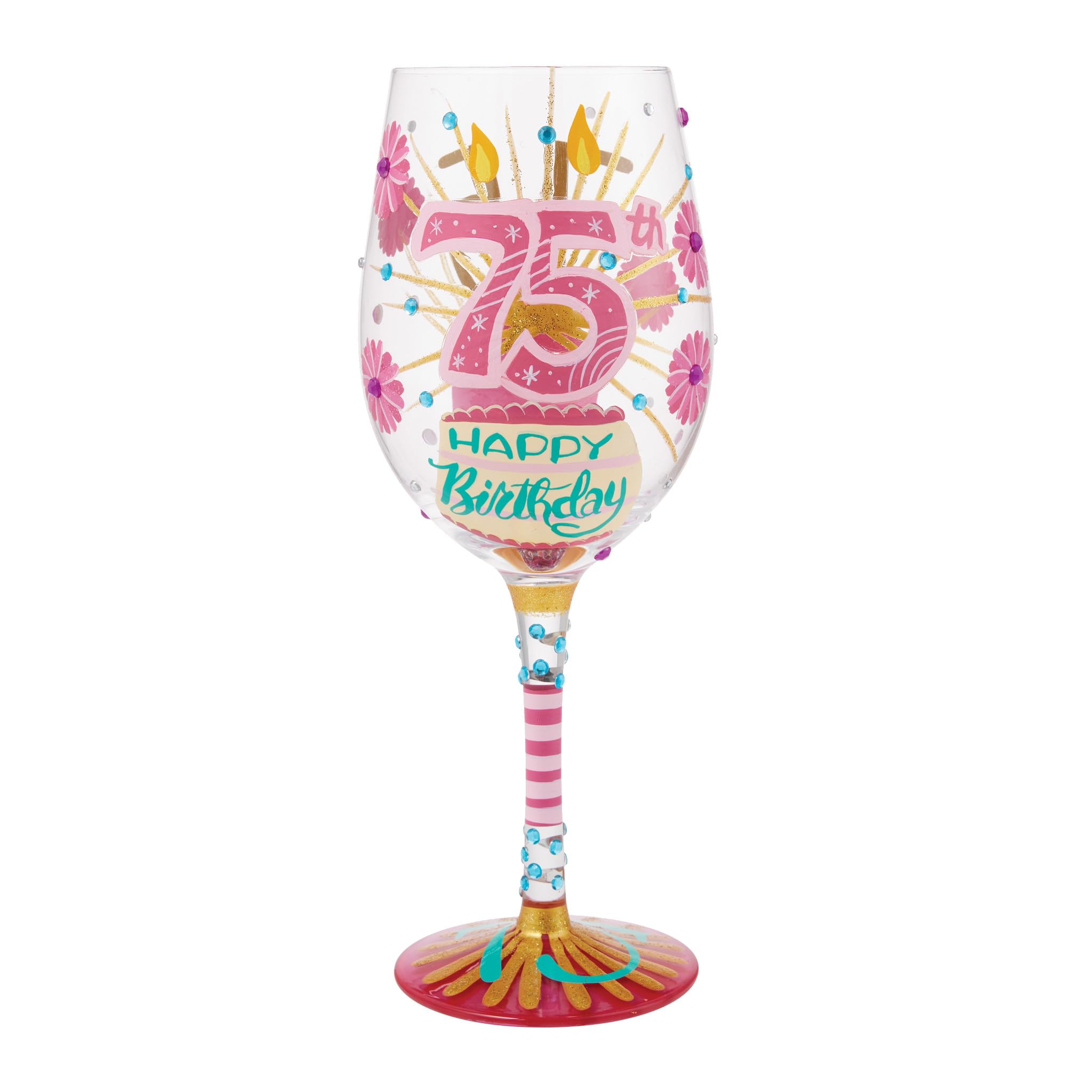 Verre à vin Happy 75th Birthday Lolita cristal peint main