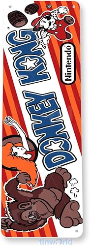 Miniatura 3 de Tinworld Cartel de estaño Donkey Kong Arcade Shop Sala de juegos Marquesina Decoración de metal Retro Consola A331