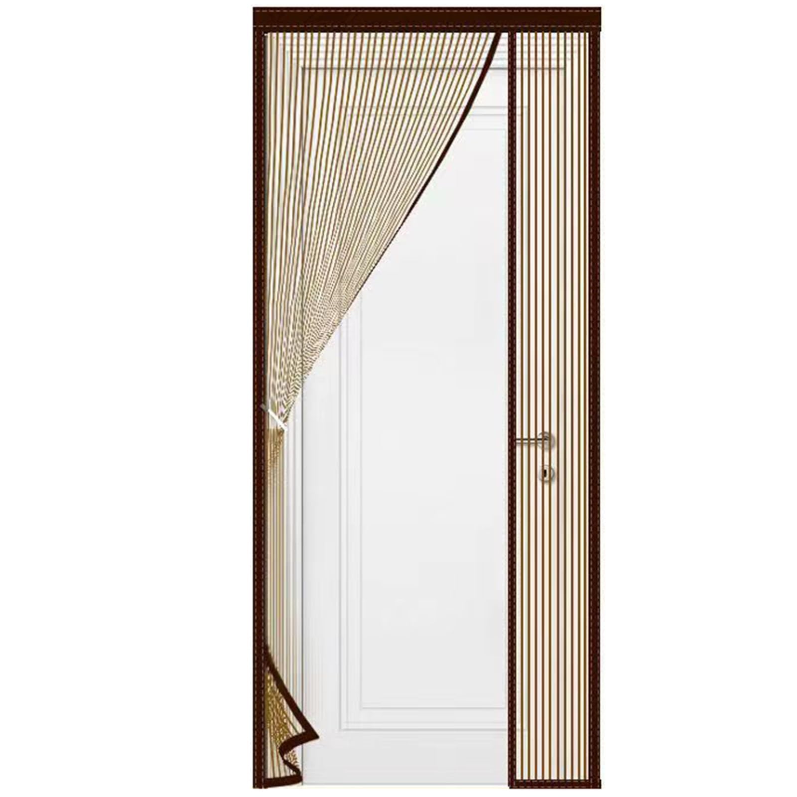 Mosquitera magnética para Puerta Francesa, con Cierre automático Manos Libres y Malla magnética (Color: Marrón, Tamaño 100x210cm (39x83 Pulgadas))