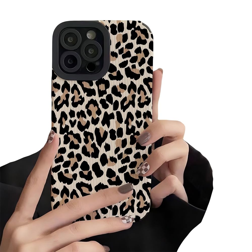 Casechics Compatible with iPhone Case Retro Leopard Cheetah Print Design Camera Lens Protection Soft Shockproof Cover Phone Case