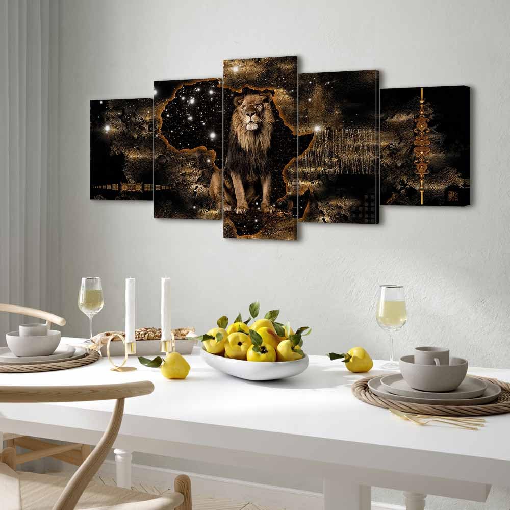 B&D XXL - Leinwandbild mit Gel-Textur Kunst, 200x100 cm, 5-teilig, modern | Hochwertige Leinwand, sofort aufhängbar, ideal fürs Wohn- oder Schlafzimmer, wasserfest und lichtecht, langlebig, stilvoll
