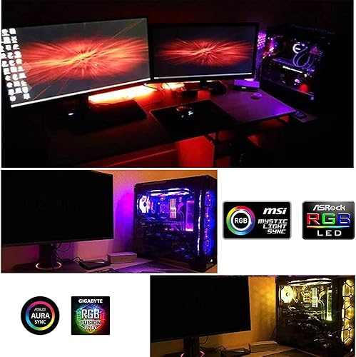 Miniatura 6 de Vrabocry Tira de luz LED RGB para PC, 1 tira LED RGB de 19.7 pulgadas para cabezales LED RGB de 12 V 4 pines para ASUS Aura Sync, Gigabyte RGB