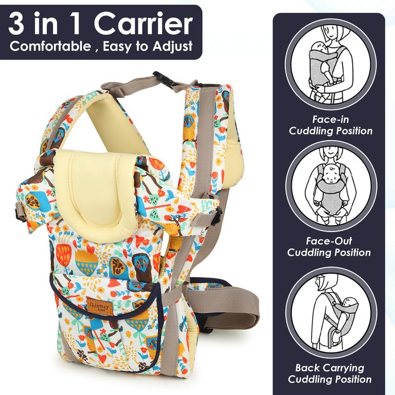 Image of Chinmay Kids Baby Carrier 4 in 1 Carry Bag Baby Carrier Cuddler Air Mash Fabric Baby Carrier, White