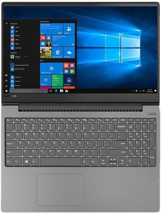 Top-down view of the Lenovo IdeaPad 530s keyboard and screen