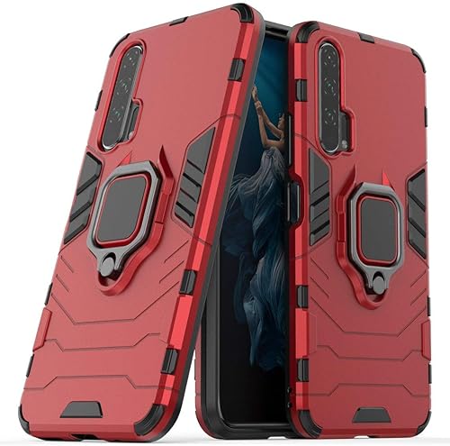 Compatible con Honor 20 Pro, funda de agarre de anillo de metal, a prueba de golpes, carcasa de parachoques duro (funciona con soporte magnético de