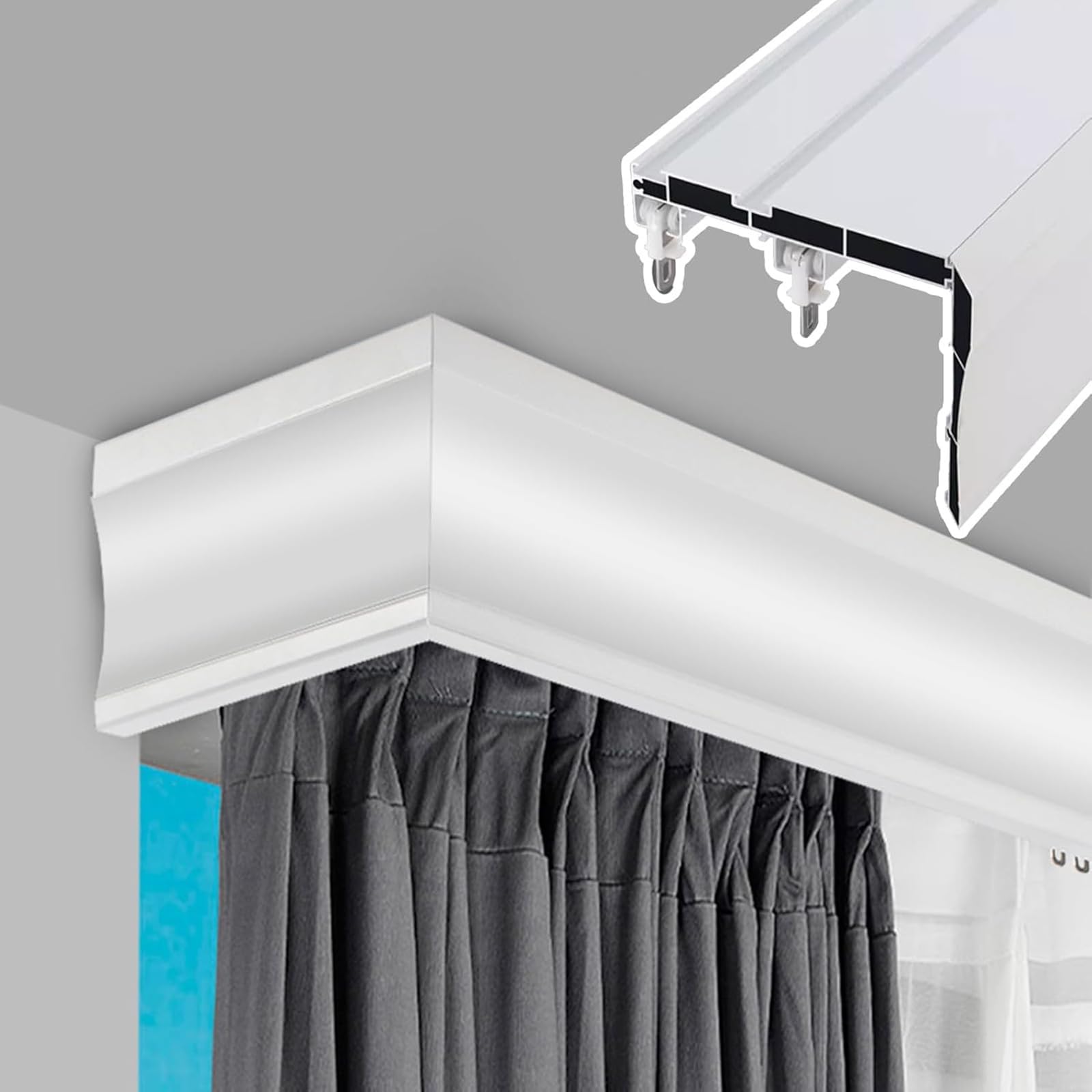Cantonnière de fenêtre réglable 3 en 1 avec système à double rail – Parfait pour les rideaux occultants et cantonnières personnalisés, améliore la décoration de la maison, installation facile et
