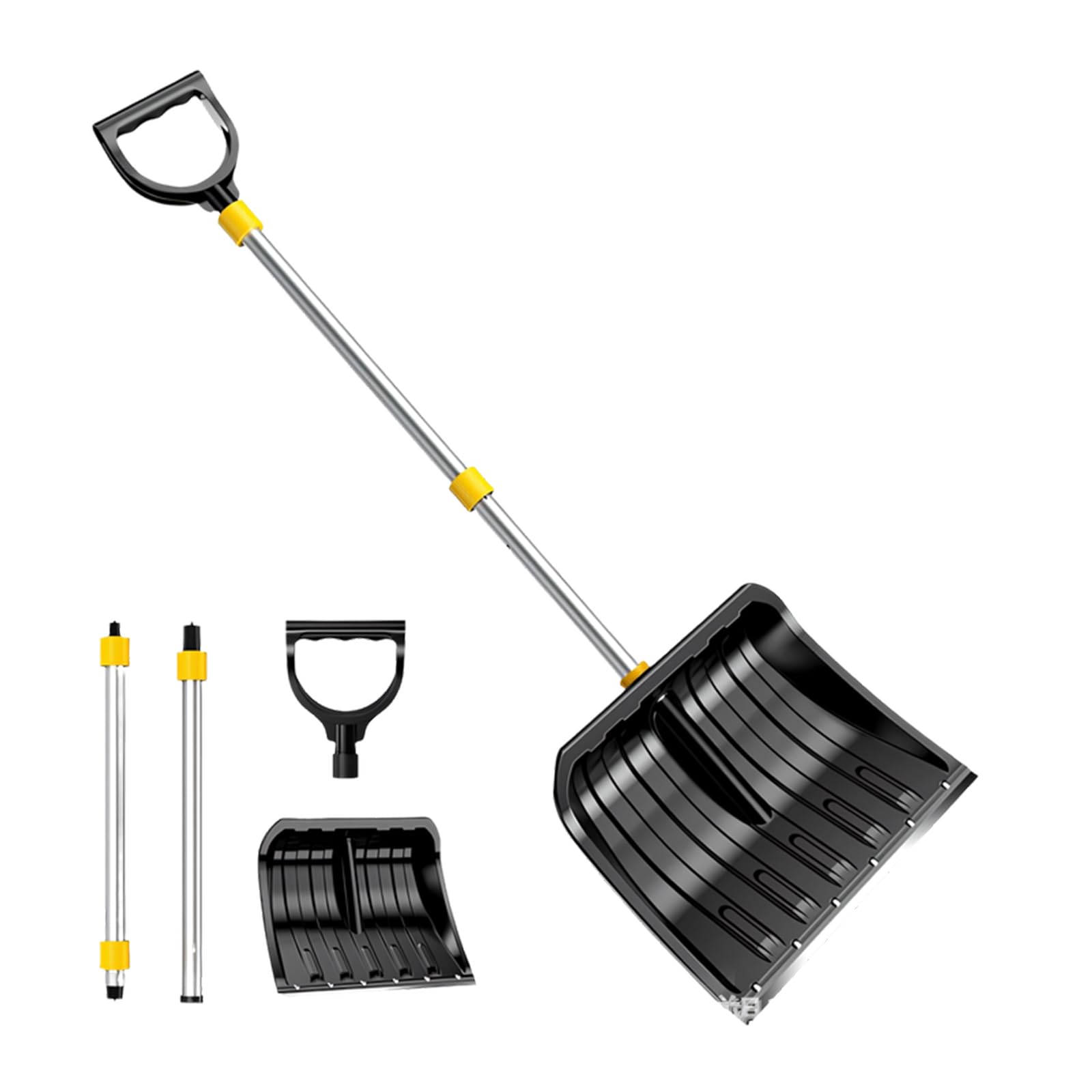 Empujador de nieve ligero y desmontable con pieza protectora de metal, para escaleras y patios, pala quitanieve para