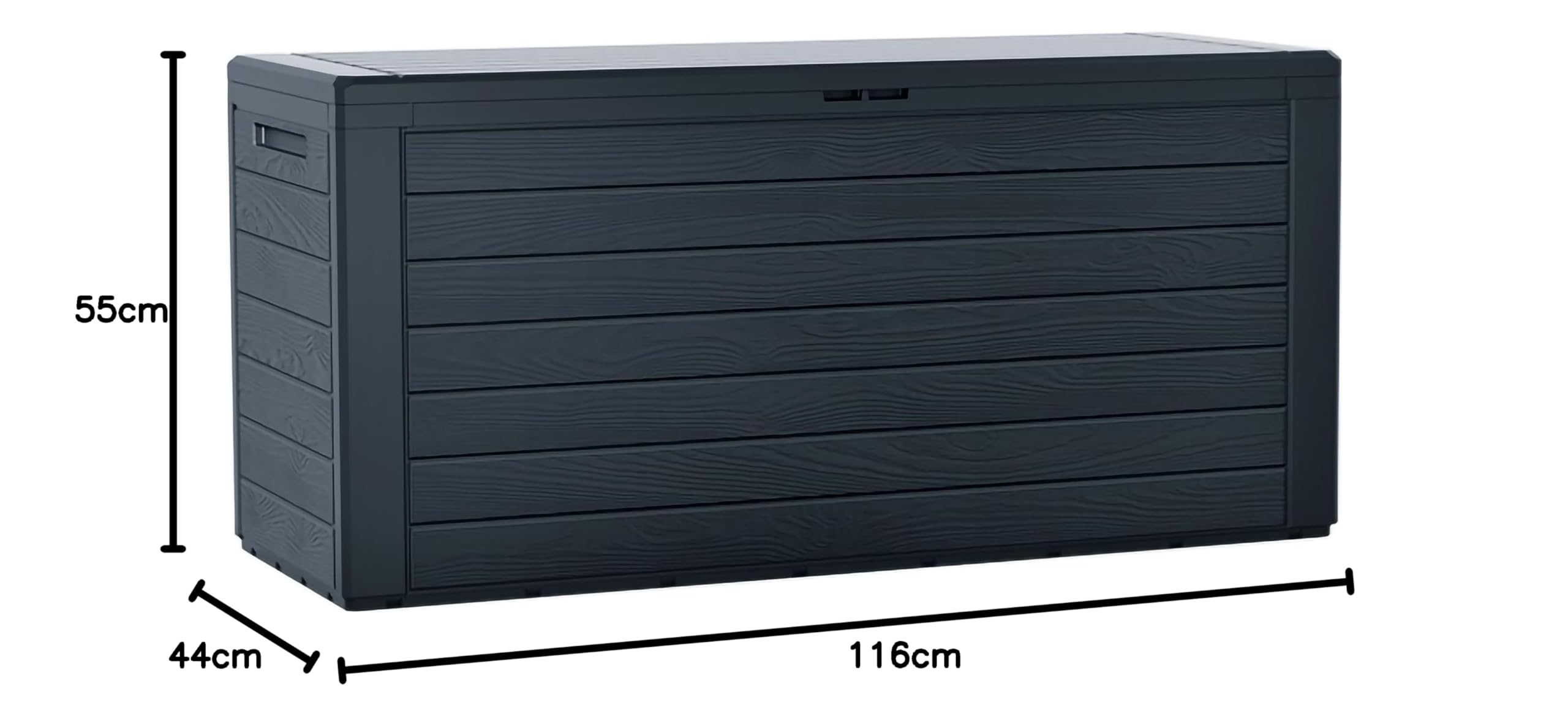 YOUNOT Baule da Giardino Impermeabile, Cassapanca Contenitore da Esterno con Maniglie, 280 L, Effetto Legno, Antracite