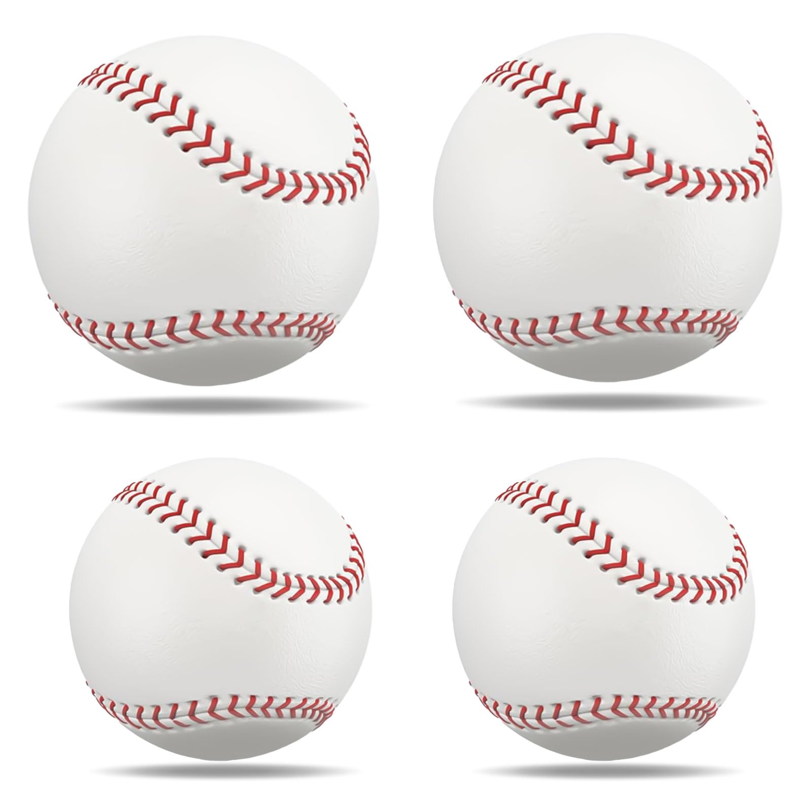 Confezione da 4 palle da baseball standard da 22,9 cm, palline da allenamento e da gioco, palline da baseball per sport all'aria aperta per giovani e adulti.