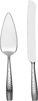 Nambe Dazzle Cake Knife & Server Set 18/10 Stainless Steel Dessert Serving Utensils with Faceted Handles Elegant Wedding & Celebration Tableware, Dishwasher Safe, Gift Ready
