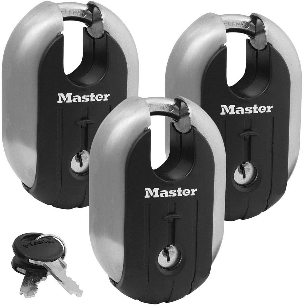 Master Lock - (3) Titanium Trailer Door/Multi Purpose Padlocks 2-5/16" Wide, 187KA-3