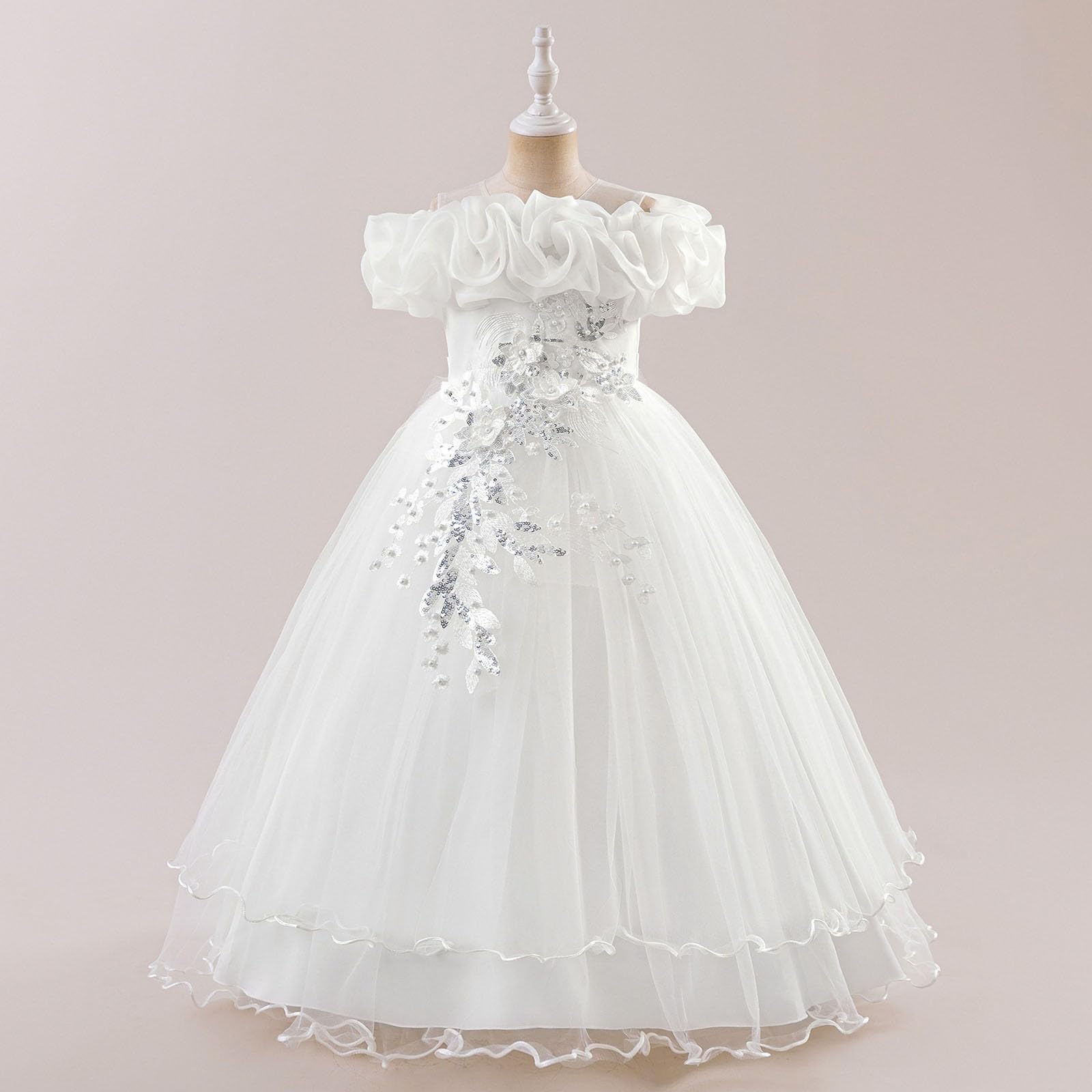 Générique 2026 elegante Mädchen für Mädchen, ideal für eine lässige Hochzeit oder einen Abend, mit schulterfreien Schultern und Tutu-Rock, für 7 bis 12 Jahre.