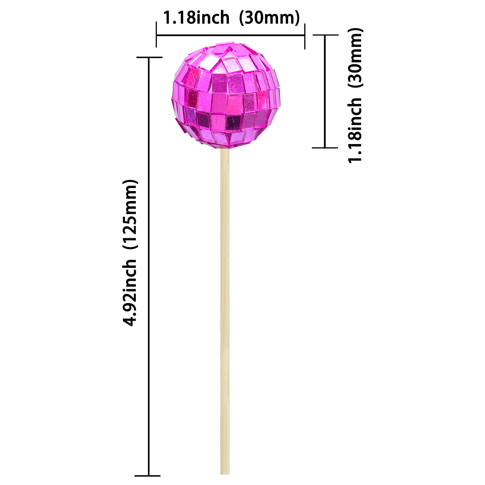 Ephlyn 24Pcs Disco Ball Cupcake Toppers Disco Ball Cupcake Picks Mini Disco Ball Cake Toppers Disco Theme Cake Decorations for Disco Theme Party 70s Disco Party Decorations Purple - Image 2