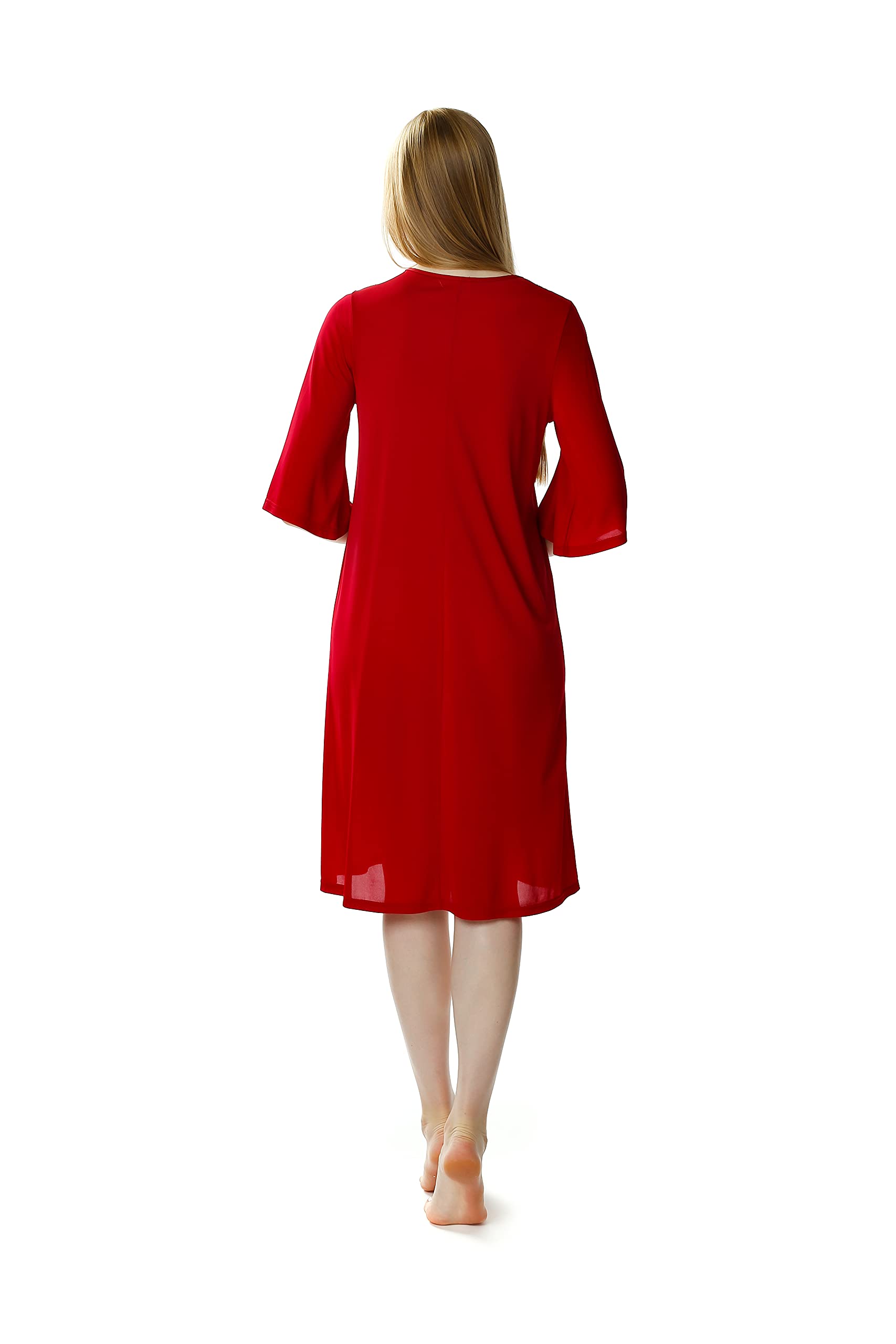 Mewa DAGMARA - Camisón de Mujer, con Mangas 3/4, cómodo al Tacto, Transpirable, Escote de Encaje
