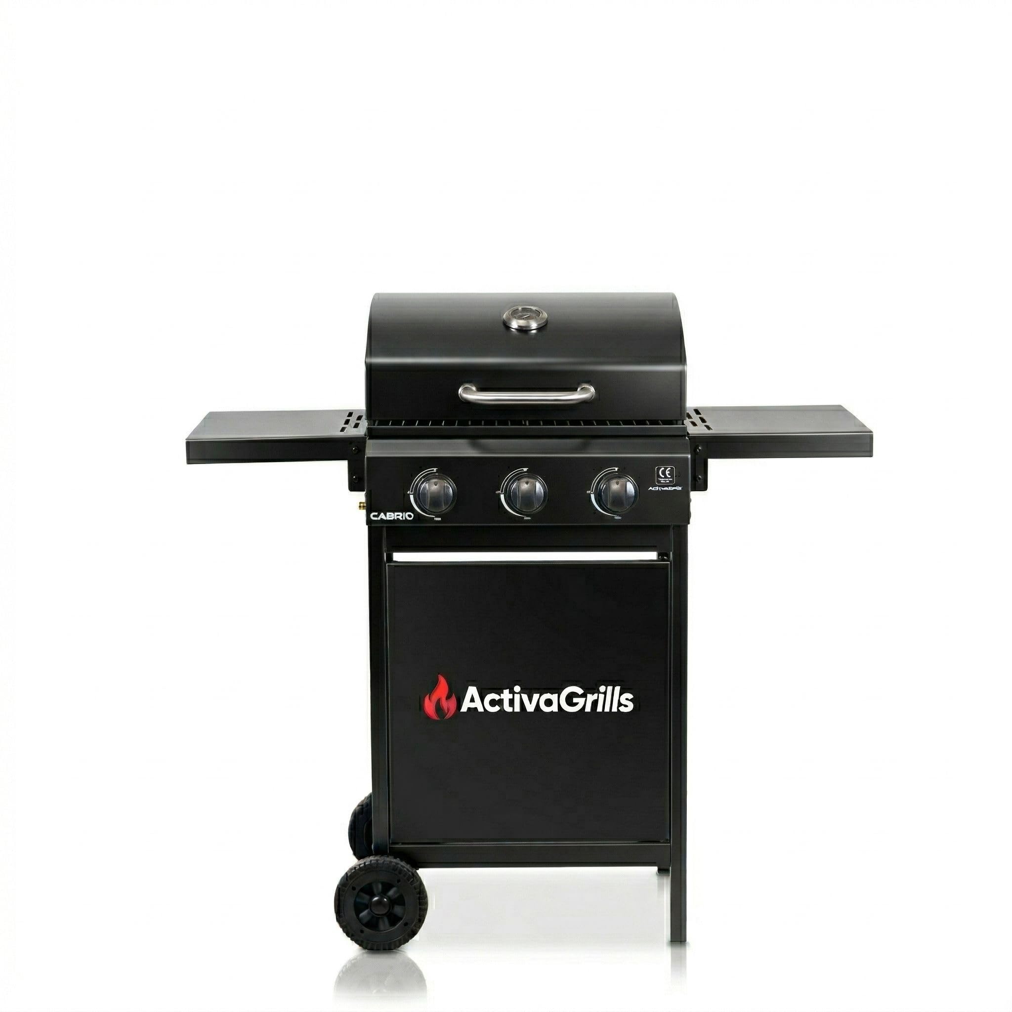 ACTIVA Action grill gazowy na kółkach, 3 palniki, każdy 2,7 kW, czarny, chromowany ruszt