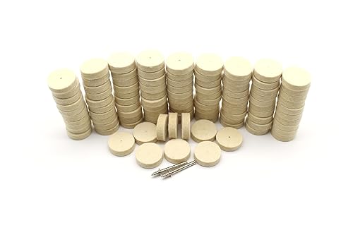 100 piezas de fieltro de lana de pulido Bob Burr de 1 pulgada de diámetro 1/4 de pulgada de alto rueda #429 con 2 tornillos mandril 401 vástago de