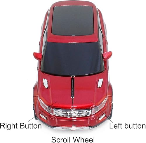 Miniatura 8 de ECOiNVA Ratón inalámbrico para coche deportivo Ratón de computadora portátil de escritorio Ratones ópticos 2.4G (rojo)