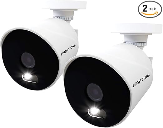 Night Owl 1080p HD Wired Indoor/Outdoor Add-On Cameras with Built-in Motion-Activated Spotlights, 100 ft. of Night Vision, Wide Viewing Angle and Color Night Vision (2-Pack)
