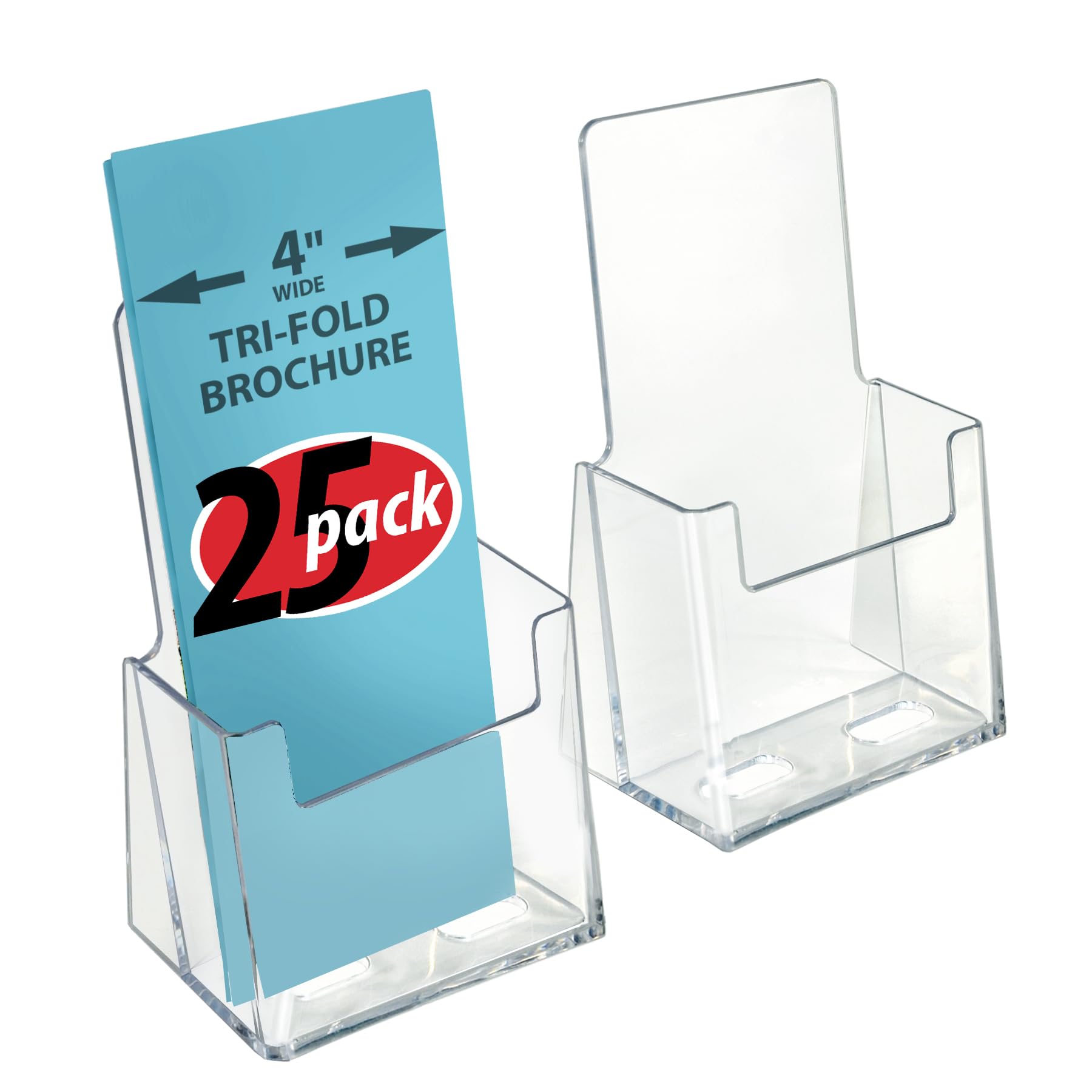 Azar 252012 - Espositore Da Banco Pieghevole Per Brochure - 50 Pezzi - Acrilico Trasparente, Formato Trifold