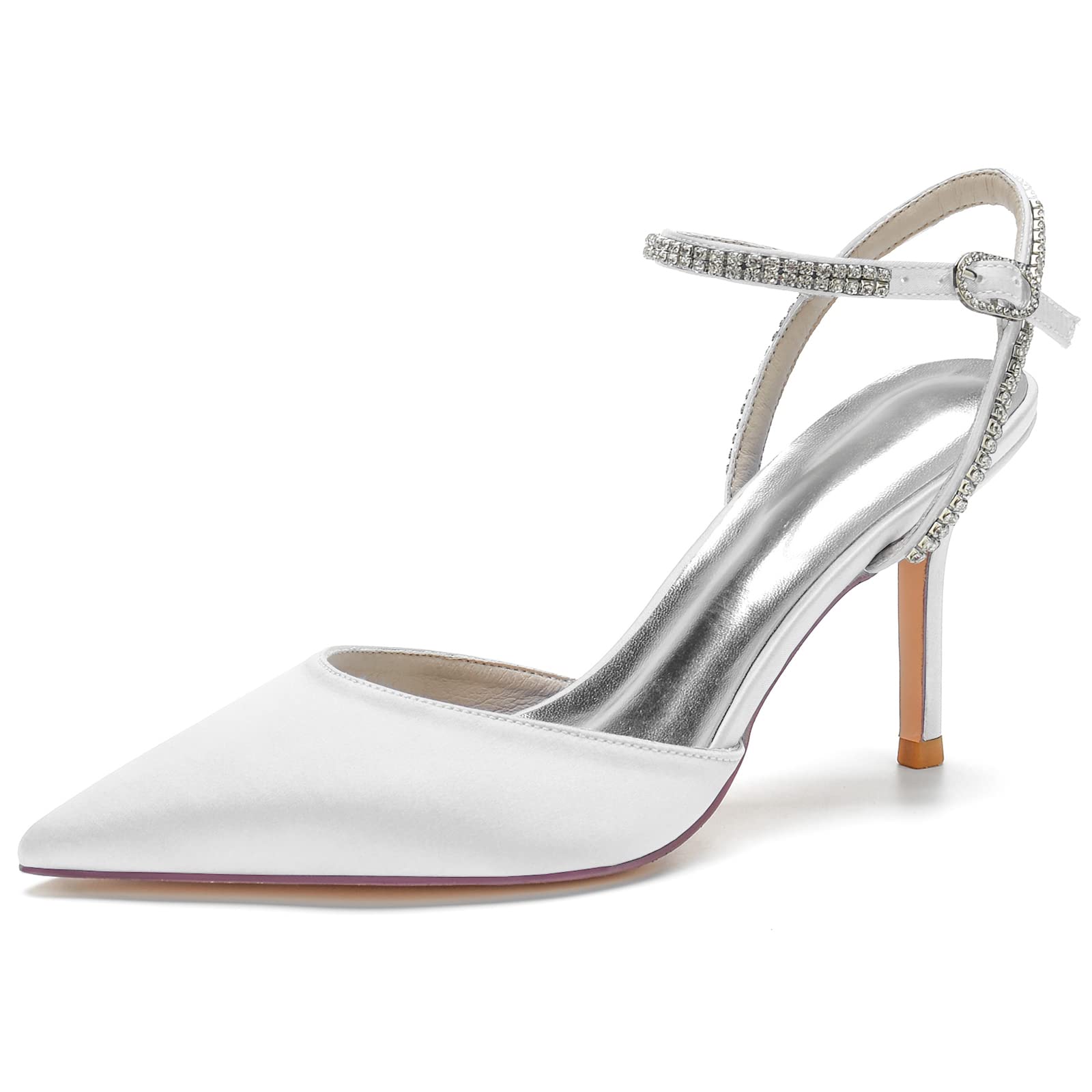 Scarpe Donna Eleganti, Decollete Donna, Slingback Tacchi Alti Punta a Punta Sandali da Sposa con Cinturino alla Caviglia