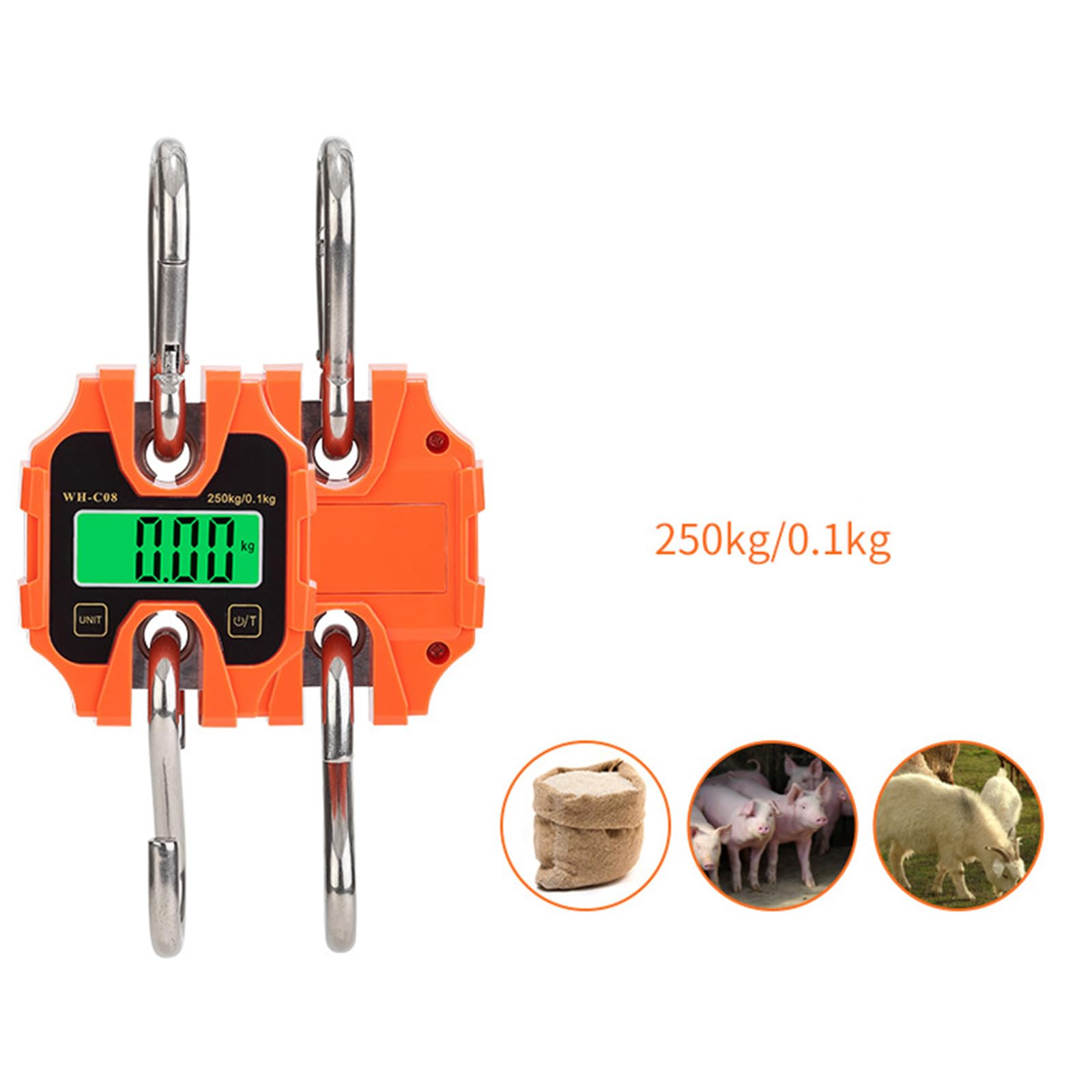 Electronic Hanging Scale Portable Handheld Crane-Scale with Auto-Off Backlight Kg-lb Catty Change for Garage Electronic Scales for Farm Garage Fishing Hunting