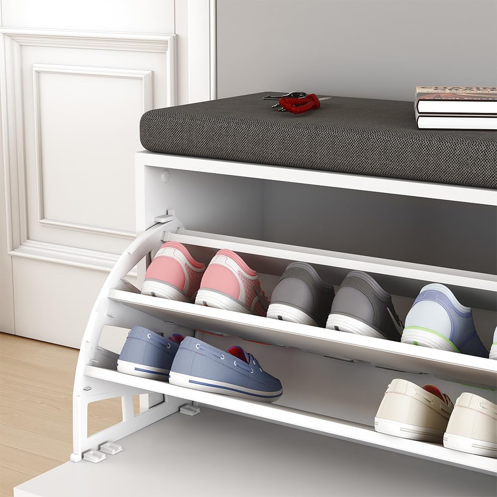 Vicco Panca scarpiera da ingresso Georg, Bianco, 60 x 49.5 cm
