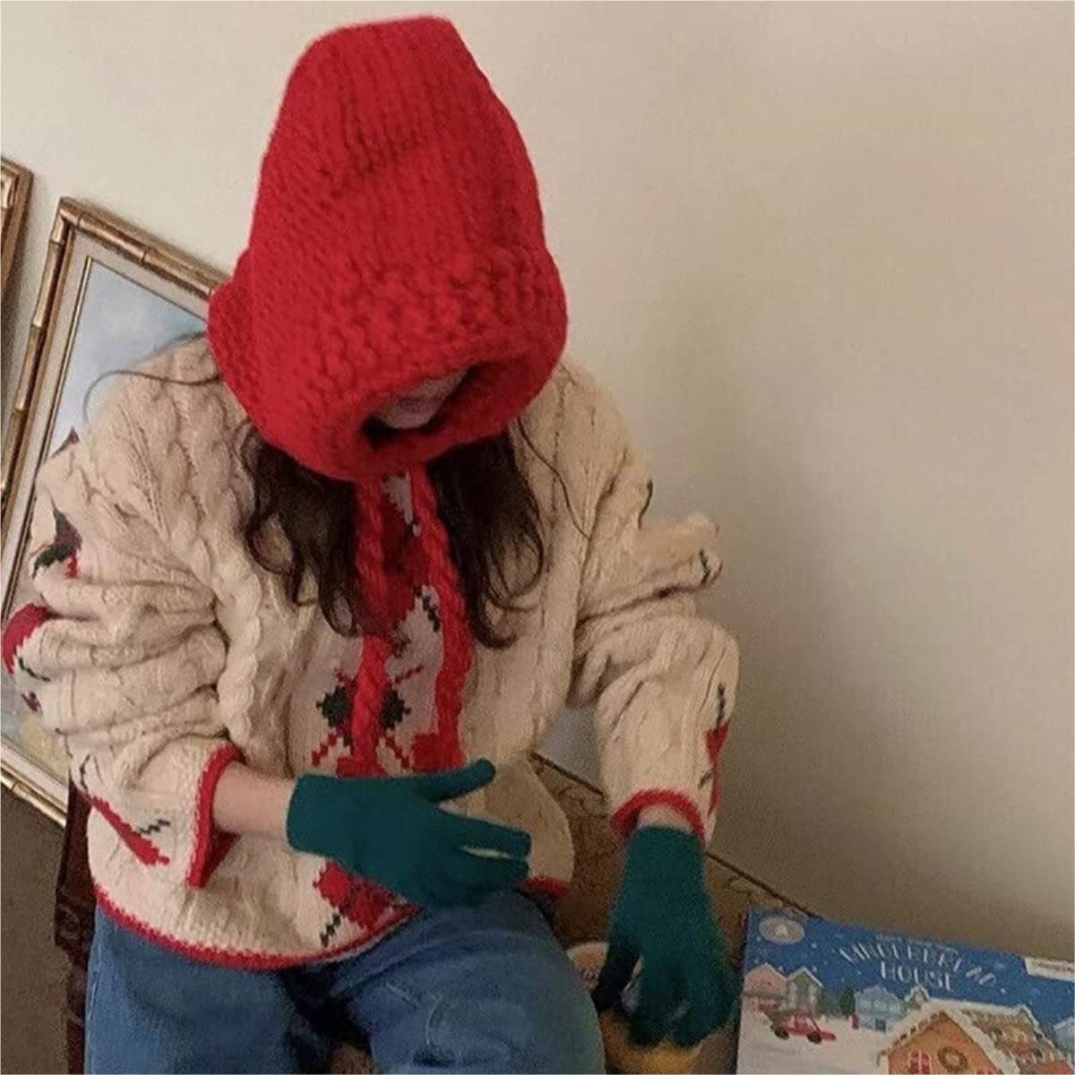 Czapka Beanie Czapka Zimowa Damska Dzianinowa Traper Wiatroszczelna Bomberka Kolarstwo Z Klapką Na Uszy (beżowa Jeden Rozmiar)