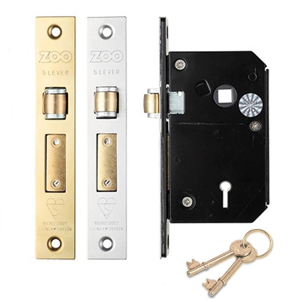Zoo Hardware Bs British Standard 5 Lever Chubb Retro-Fit Door Sashlock Lock (Satin Stainless, 80Mm (3.1"))
