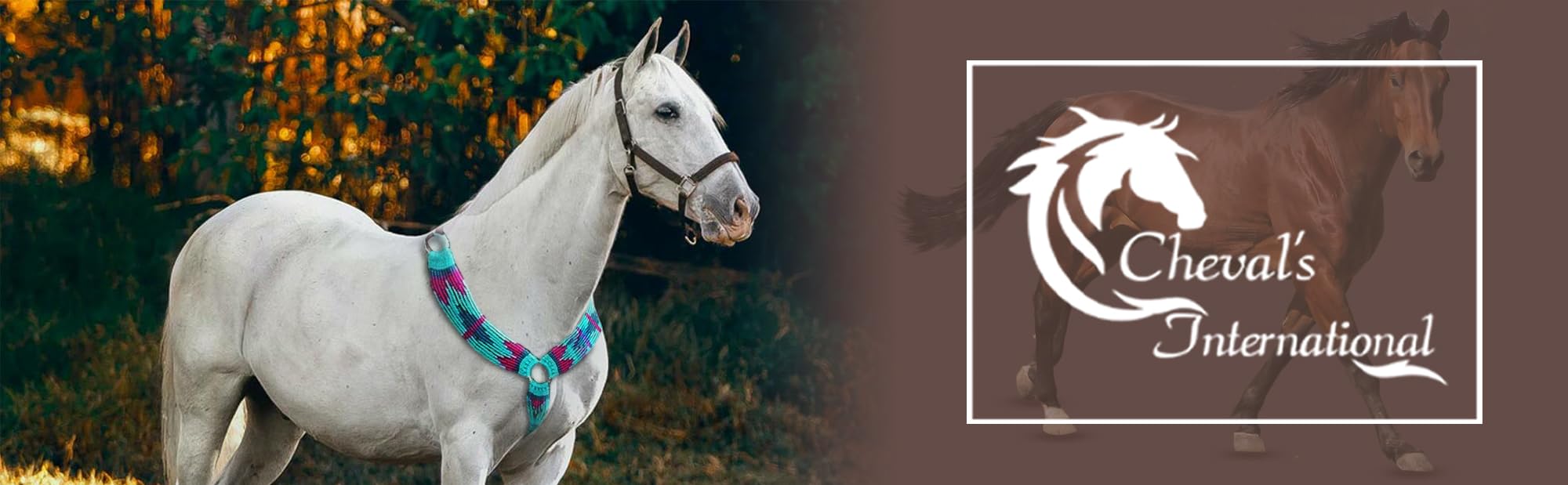 Cheval's International Collar de pecho de lana hecho a mano con mohair occidental para accesorios de equitación (Multicolor_Full_Design4)