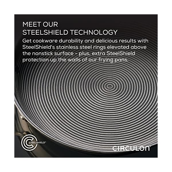 Circulon clad stainless steel cookwarepots and pans and utensil set with hybrid steelshield and nonstick technology 11 piece silver  urban country home decor