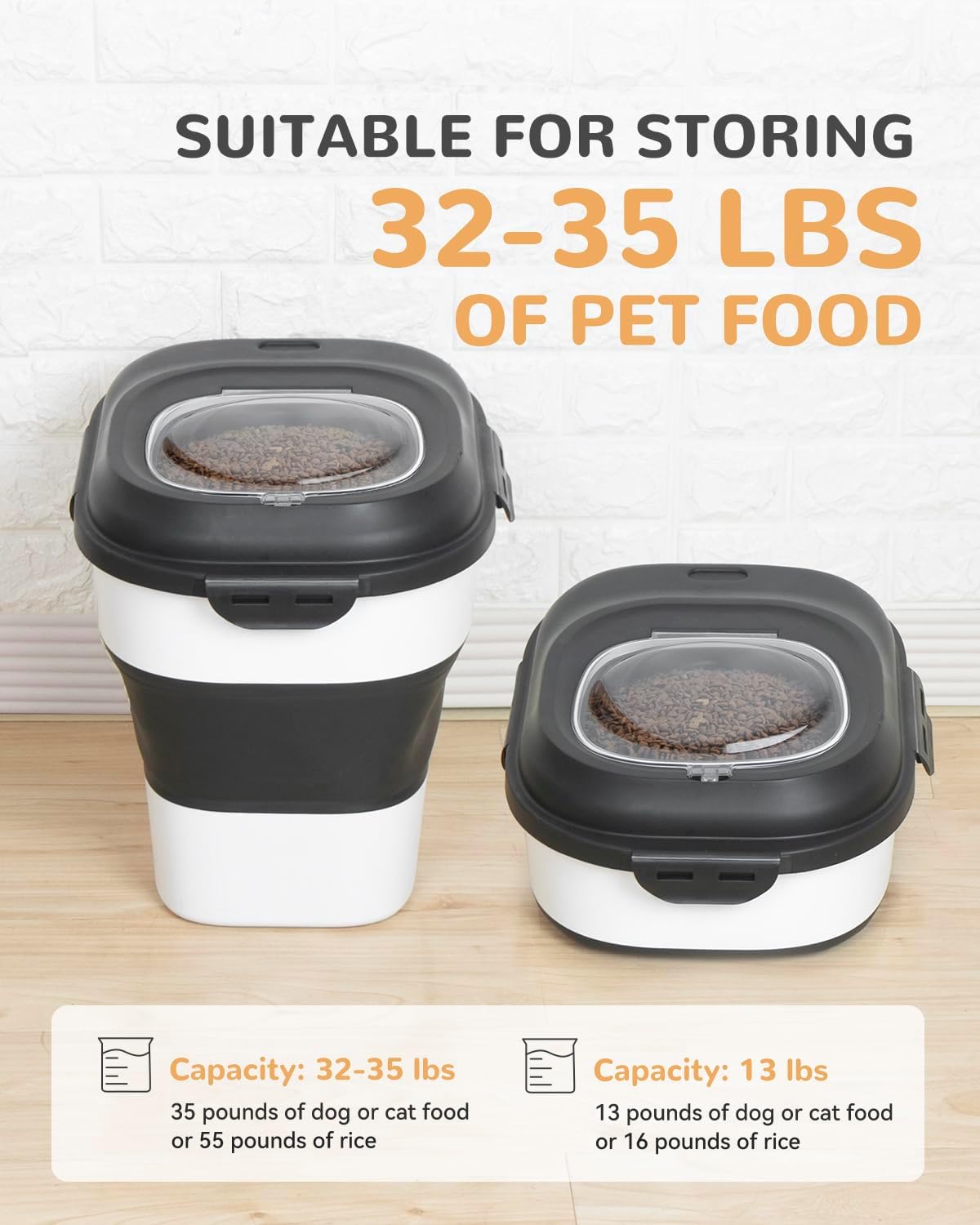 Airtight Collapsible Dog Food Storage with Wheels & Scoop - Keeps Food Fresh