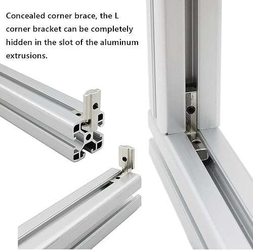 Miniatura 5 de 20 piezas de ranura en T negra en forma de L para interior de esquina interior, junta interior de perfil de aluminio de 90 grados con tornillos M5,