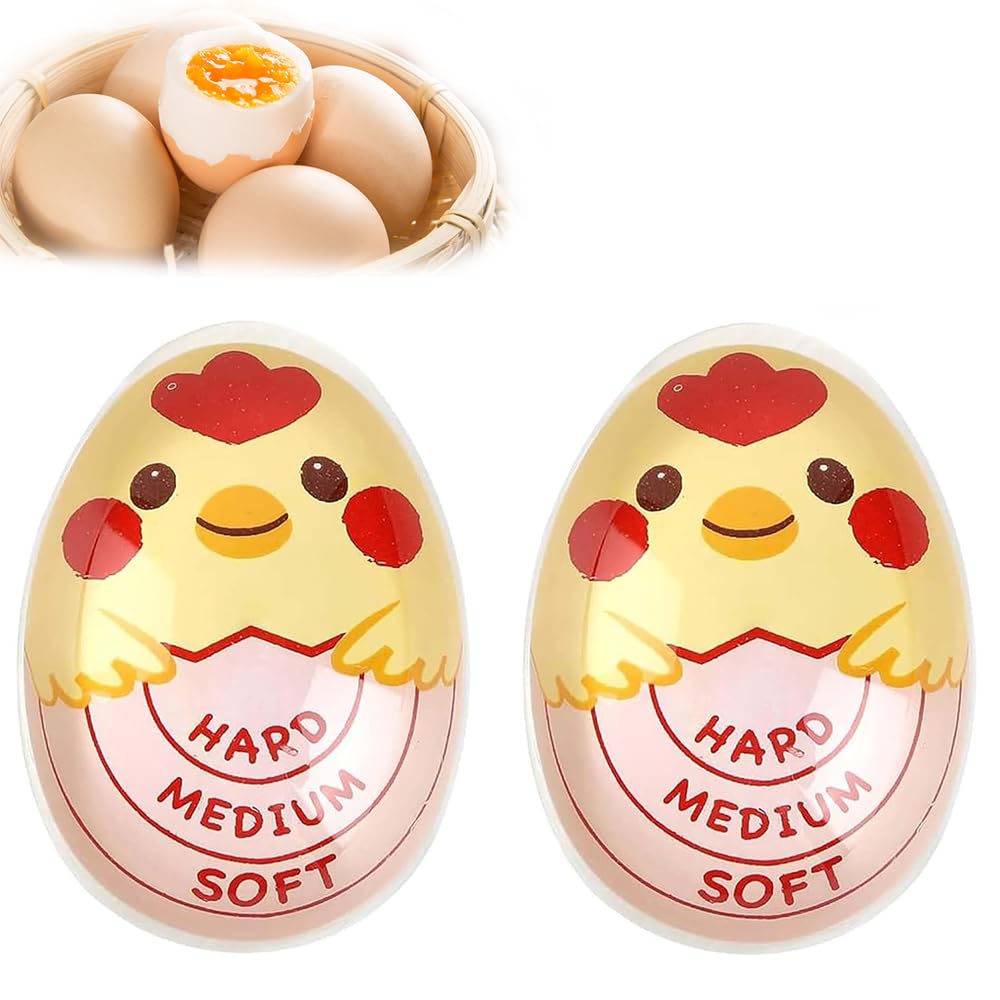 ANMEISH 2Pcs Egg Timer,Colour Changing Boiled Egg Timer, Reusable Egg Boiling,Egg Cooking Indicator for Soft Medium Hard Eggs,Heat Sensitive Safe Durable Kitchen Tool for Breakfast, Cooking Kitchen.