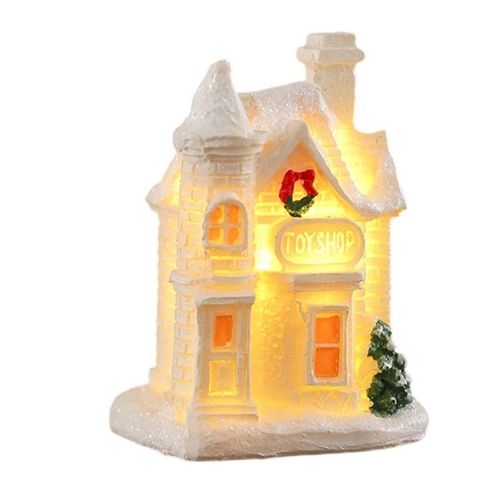 Coolhood K Christmas Resin Village Houses With Warm Led Light For Home Decoration And Party Gift Giving Holiday Resin Houses