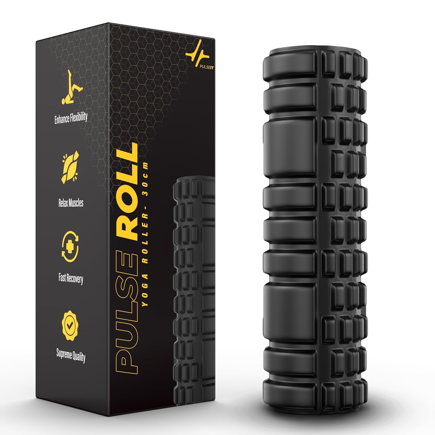 PulseRoller30 Foam Roller for Deep Tissue Massager, High Density Exercise Patented Roller for Muscle Massage and Myofascial Trigger Point Release Back Roller for Fitness, Yoga and Pilates (30CM)-image-40