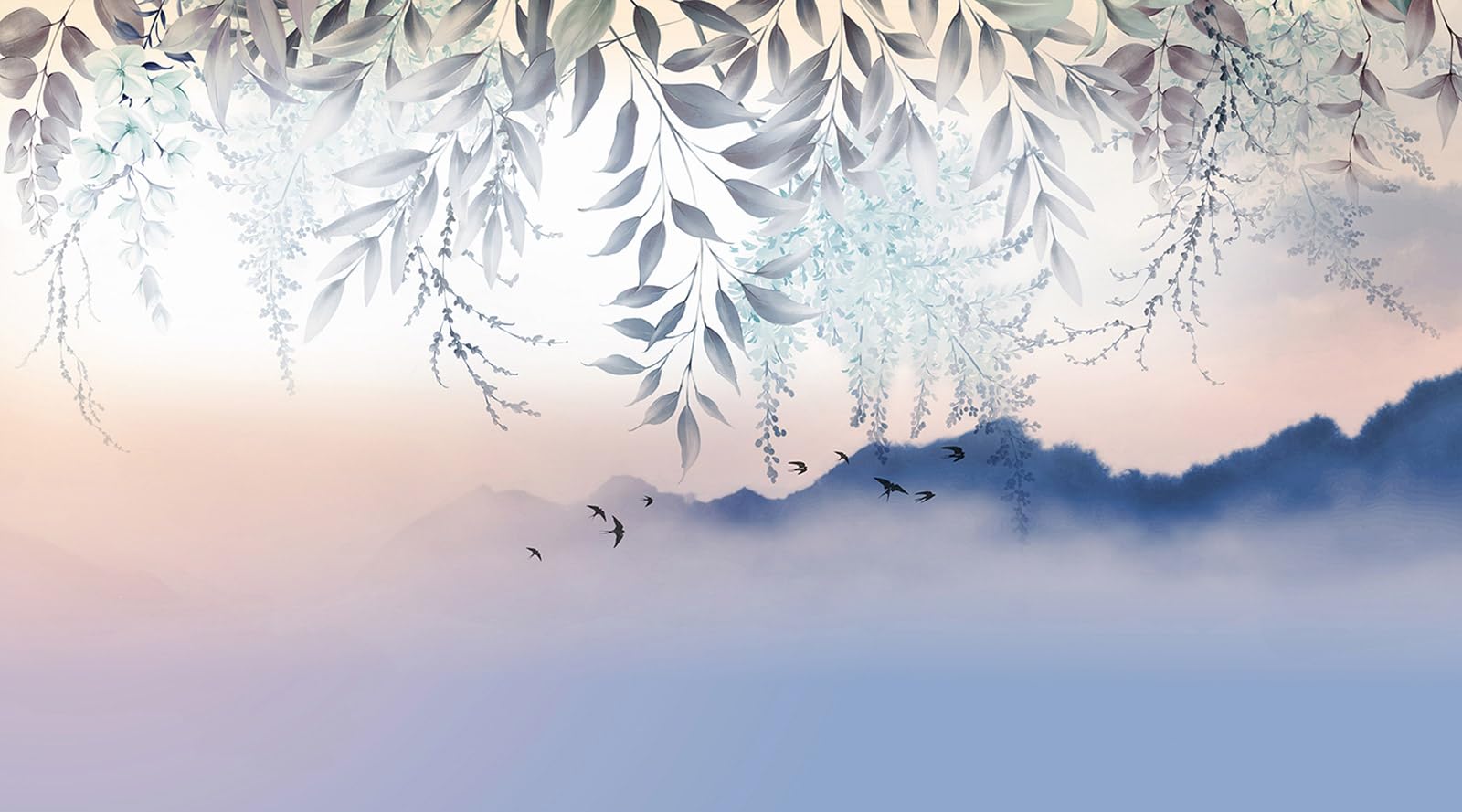 Papier peint panoramique Lumalea paysage XXL pour grand salon contemporain