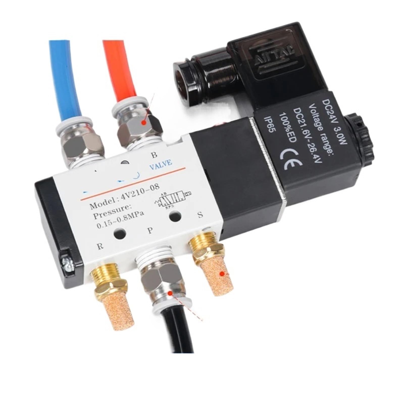 Válvula solenoide 4V110-M5 neumática de conmutación de 5 vías para sistemas de aire comprimido