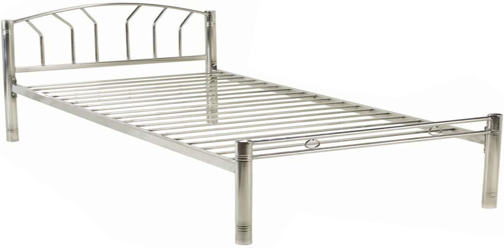 Pure Stainless Steel Bed Frame Without Mattress (4 X 6 Feet, Steel Design 1)