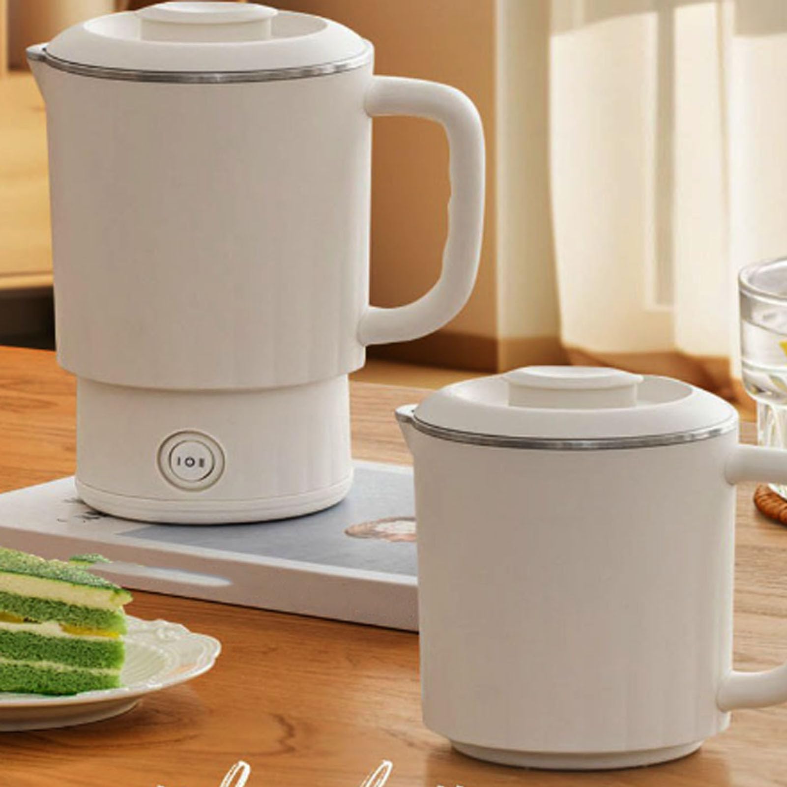 Bollitore Elettrico Portatile, Macchina per tè e caffè in Acciaio Inossidabile da 600 Ml con 2 Impostazioni di Temperatura, Bollitore da Viaggio, Pieghevole per Campeggio, Casa